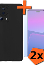 Nomfy Hoesje Geschikt voor Xiaomi 13 Lite Hoesje Siliconen Cover Case Met 2x Screenprotector - Hoes Geschikt voor Xiaomi 13 Lite Hoes Back Case - Zwart