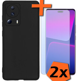 Nomfy Nomfy Xiaomi 13 Lite Hoesje Siliconen Met 2x Screenprotector - Zwart