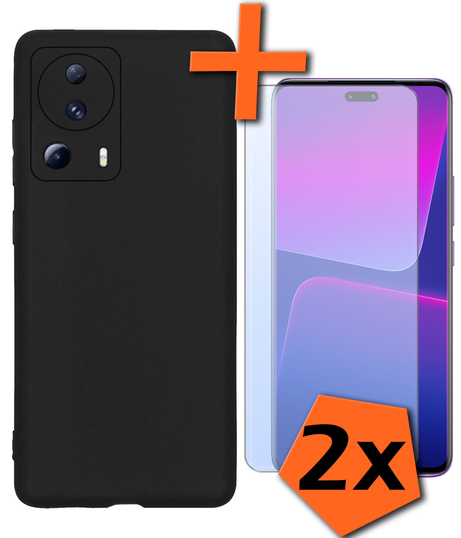 Nomfy Hoesje Geschikt voor Xiaomi 13 Lite Hoesje Siliconen Cover Case Met 2x Screenprotector - Hoes Geschikt voor Xiaomi 13 Lite Hoes Back Case - Zwart