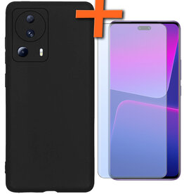 Nomfy Nomfy Xiaomi 13 Lite Hoesje Siliconen Met Screenprotector - Zwart