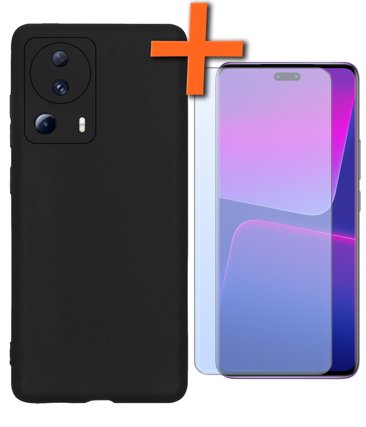 Nomfy Hoesje Geschikt voor Xiaomi 13 Lite Hoesje Siliconen Cover Case Met Screenprotector - Hoes Geschikt voor Xiaomi 13 Lite Hoes Back Case - Zwart