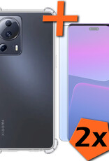 Nomfy Hoesje Geschikt voor Xiaomi 13 Lite Hoesje Shock Proof Cover Case Shockproof Met 2x Screenprotector - Hoes Geschikt voor Xiaomi 13 Lite Hoes Siliconen Back Case - Transparant