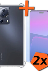 Nomfy Xiaomi 13 Lite Hoesje Shockproof Cover Case Met 2x Screenprotector - Xiaomi 13 Lite Shock Proof Back Case - Transparant