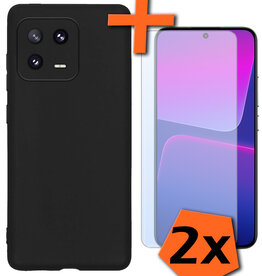 Nomfy Nomfy Xiaomi 13 Hoesje Siliconen Met 2x Screenprotector - Zwart