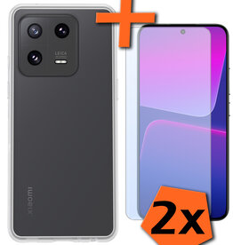 Nomfy Nomfy Xiaomi 13 Hoesje Siliconen Met 2x Screenprotector - Transparant