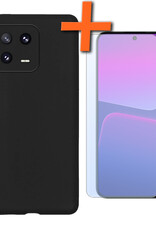 Nomfy Hoesje Geschikt voor Xiaomi 13 Hoesje Siliconen Cover Case Met Screenprotector - Hoes Geschikt voor Xiaomi 13 Hoes Back Case - Zwart
