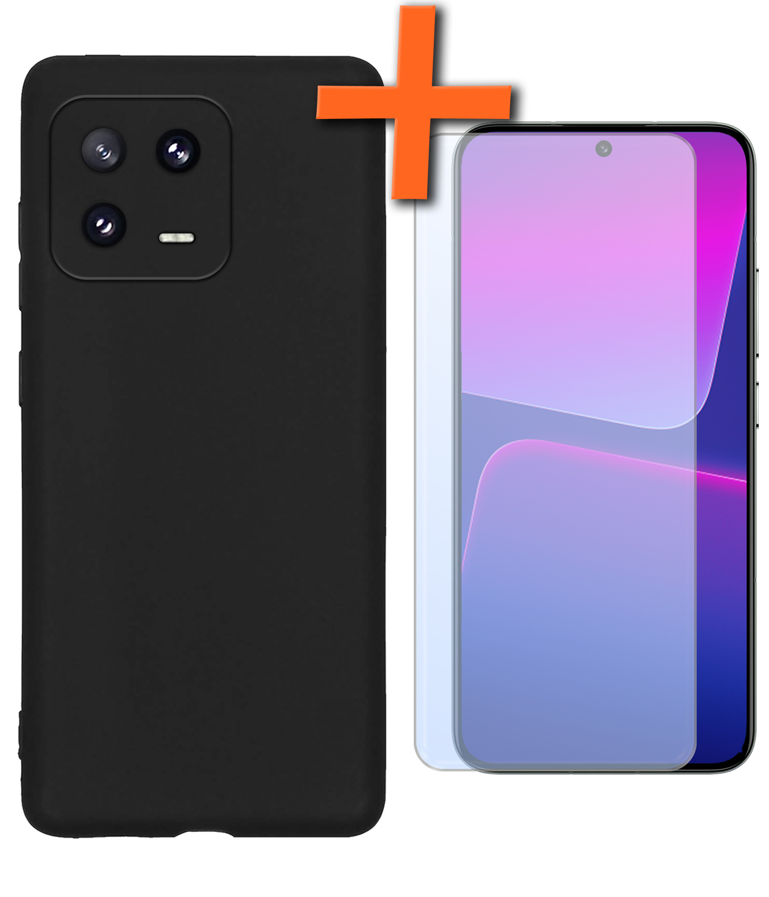 Nomfy Hoesje Geschikt voor Xiaomi 13 Hoesje Siliconen Cover Case Met Screenprotector - Hoes Geschikt voor Xiaomi 13 Hoes Back Case - Zwart