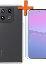 Nomfy Xiaomi 13 Hoesje Siliconen Case Back Cover Met Screenprotector - Xiaomi 13 Hoes Cover Silicone - Transparant