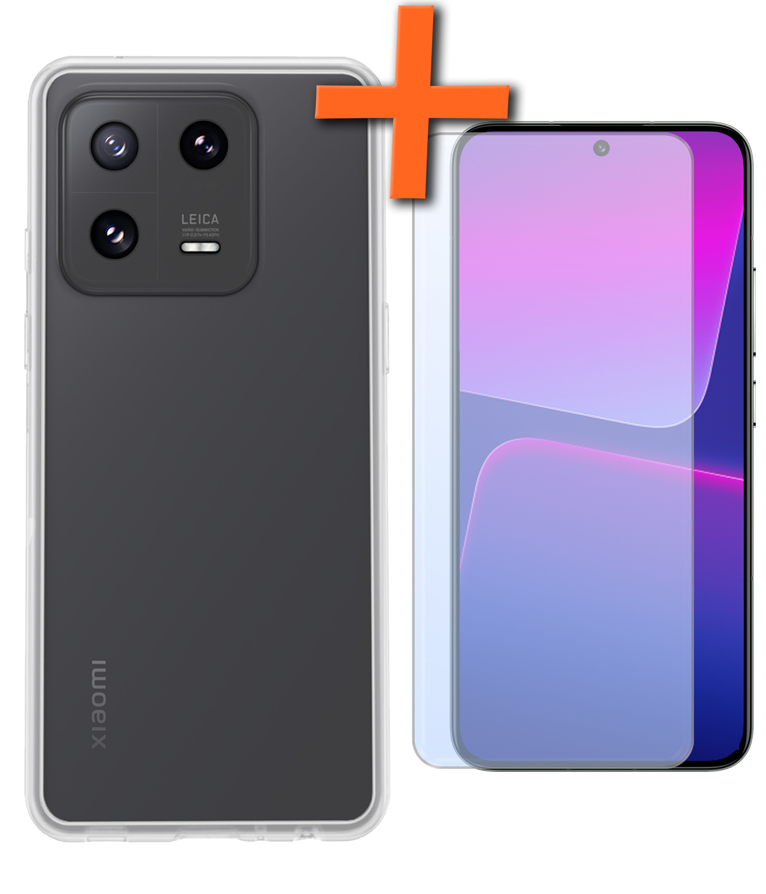 Nomfy Hoesje Geschikt voor Xiaomi 13 Hoesje Siliconen Cover Case Met Screenprotector - Hoes Geschikt voor Xiaomi 13 Hoes Back Case - Transparant