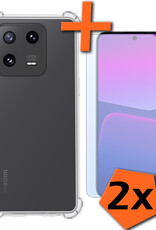 Nomfy Xiaomi 13 Hoesje Shockproof Cover Case Met 2x Screenprotector - Xiaomi 13 Shock Proof Back Case - Transparant