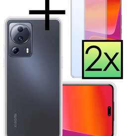 NoXx NoXx Xiaomi 13 Lite Hoesje Siliconen Met 2x Screenprotector - Transparant