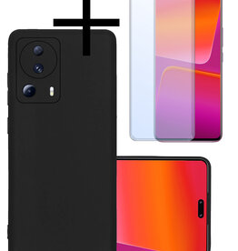 NoXx NoXx Xiaomi 13 Lite Hoesje Siliconen Met Screenprotector - Zwart