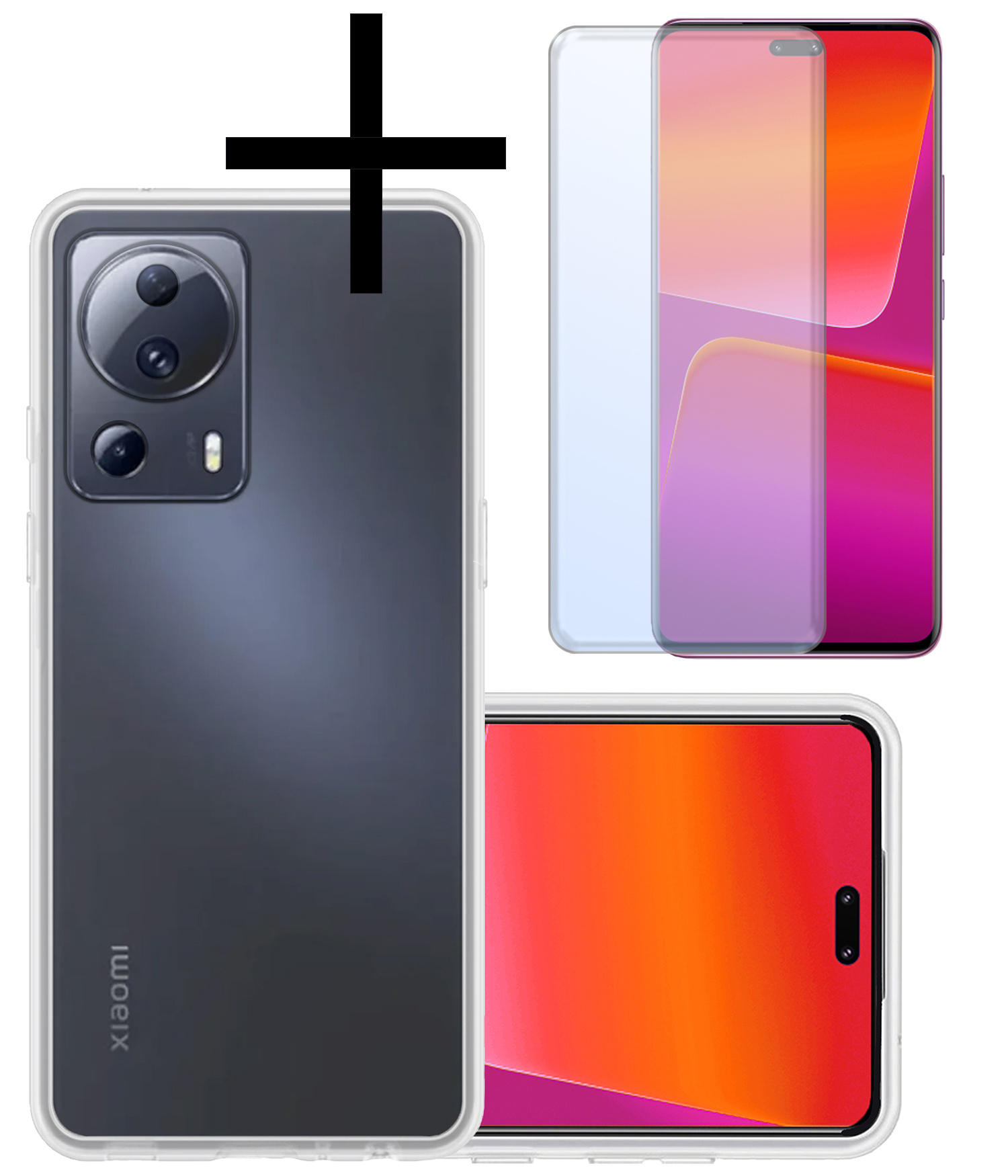 NoXx Hoes Geschikt voor Xiaomi 13 Lite Hoesje Cover Siliconen Back Case Hoes Met Screenprotector - Transparant
