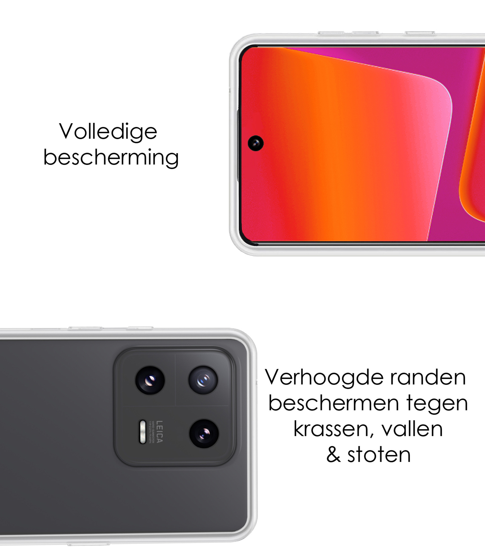 NoXx Hoes Geschikt voor Xiaomi 13 Pro Hoesje Siliconen Cover Shock Proof Back Case Shockproof Hoes Met Screenprotector - Transparant