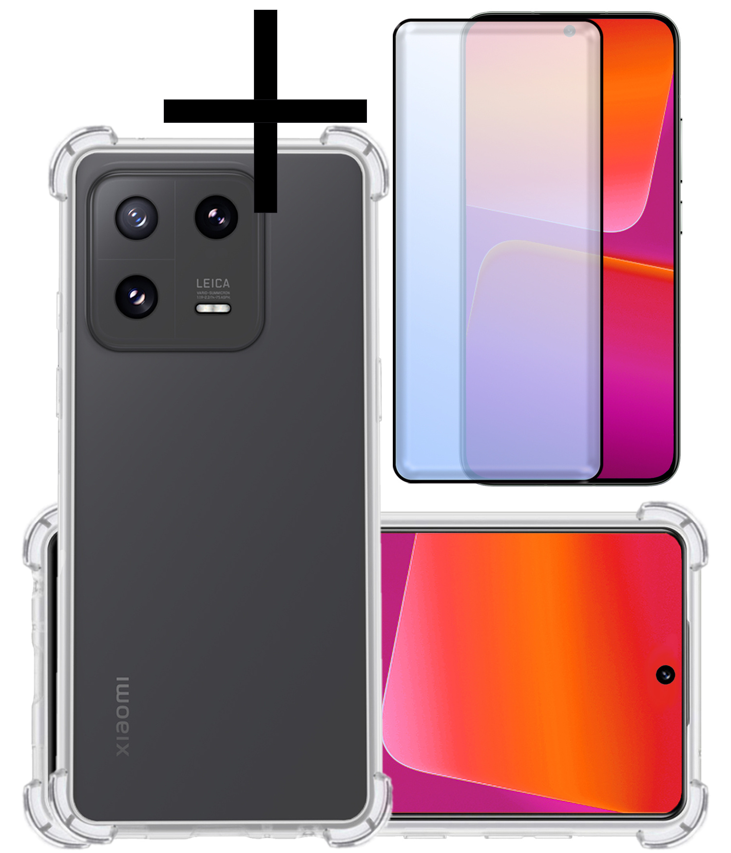 NoXx Hoes Geschikt voor Xiaomi 13 Pro Hoesje Siliconen Cover Shock Proof Back Case Shockproof Hoes Met Screenprotector - Transparant