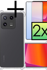 NoXx Hoes Geschikt voor Xiaomi 13 Pro Hoesje Siliconen Cover Shock Proof Back Case Shockproof Hoes Met 2x Screenprotector - Transparant