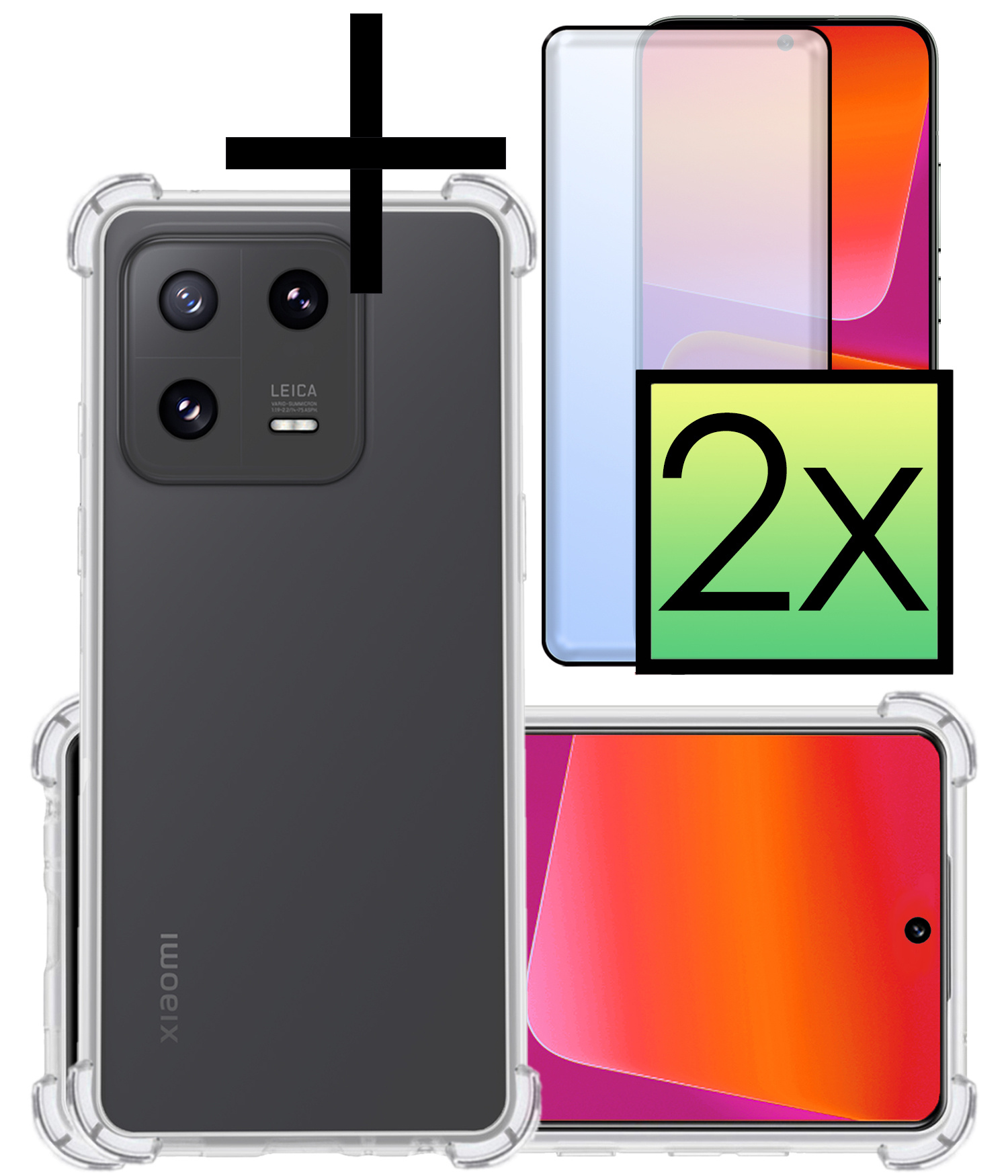 NoXx Hoes Geschikt voor Xiaomi 13 Pro Hoesje Siliconen Cover Shock Proof Back Case Shockproof Hoes Met 2x Screenprotector - Transparant