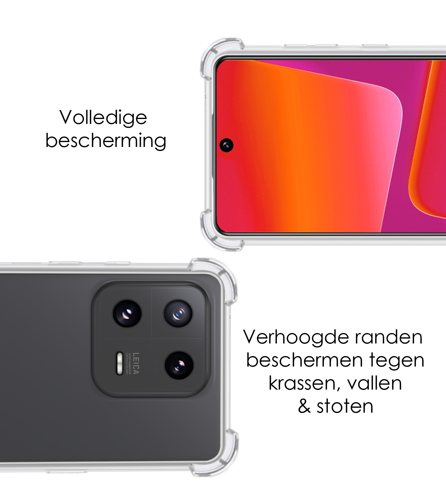 NoXx Hoes Geschikt voor Xiaomi 13 Pro Hoesje Siliconen Cover Shock Proof Back Case Shockproof Hoes Met 2x Screenprotector - Transparant