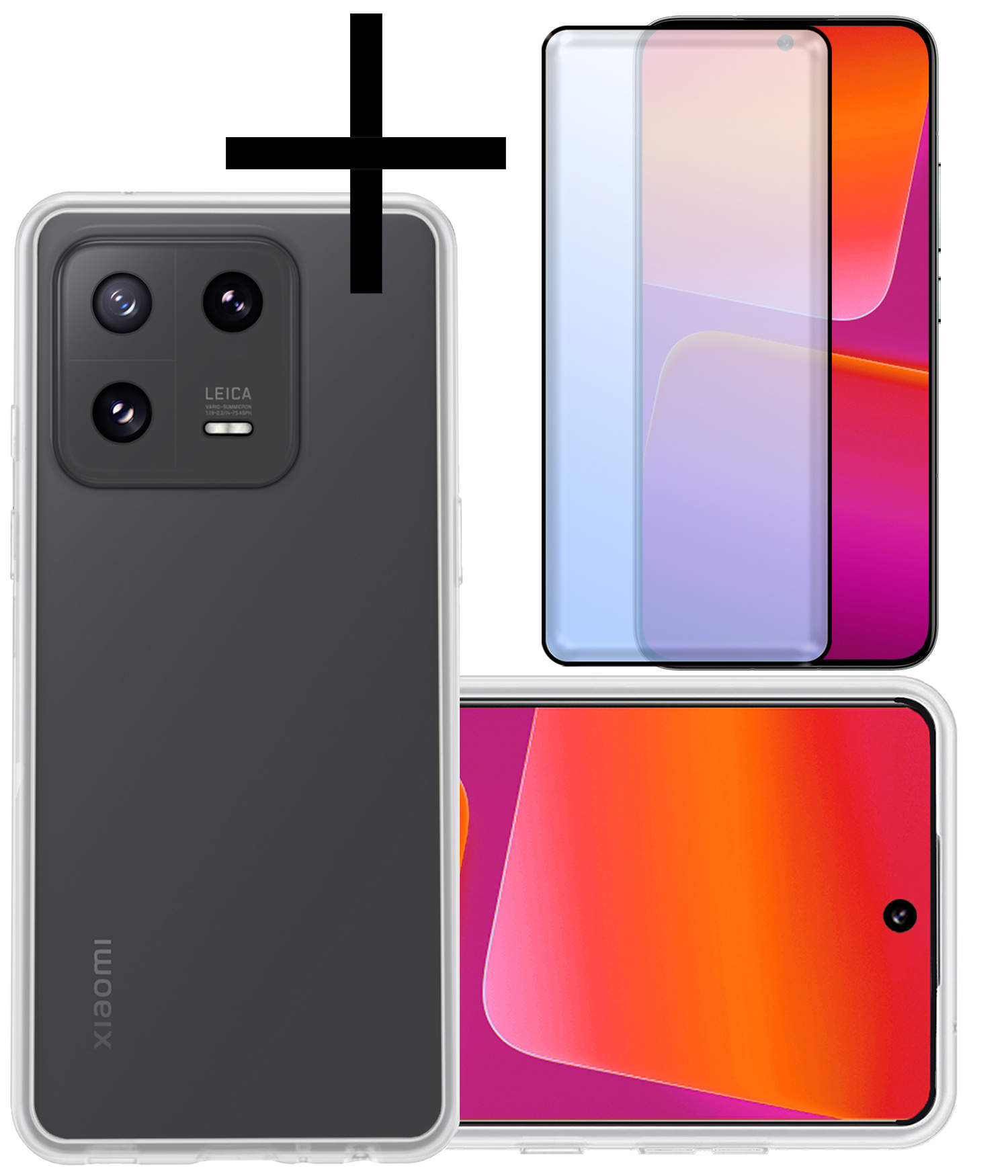 NoXx Hoes Geschikt voor Xiaomi 13 Pro Hoesje Cover Siliconen Back Case Hoes Met Screenprotector - Transparant