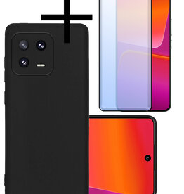 NoXx NoXx Xiaomi 13 Pro Hoesje Siliconen Met Screenprotector - Zwart