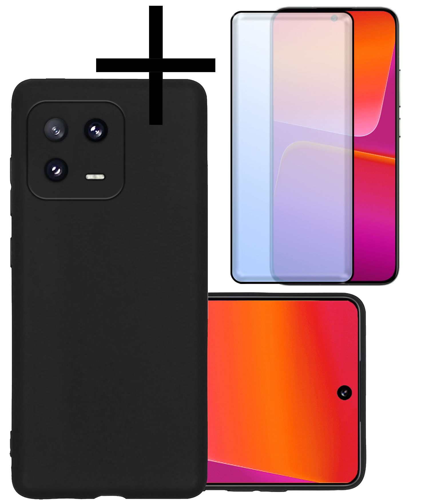 NoXx Hoes Geschikt voor Xiaomi 13 Pro Hoesje Cover Siliconen Back Case Hoes Met Screenprotector - Zwart