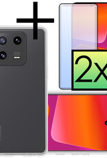 NoXx Hoes Geschikt voor Xiaomi 13 Pro Hoesje Cover Siliconen Back Case Hoes Met 2x Screenprotector - Transparant