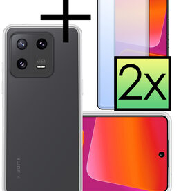 NoXx NoXx Xiaomi 13 Pro Hoesje Siliconen Met 2x Screenprotector - Transparant