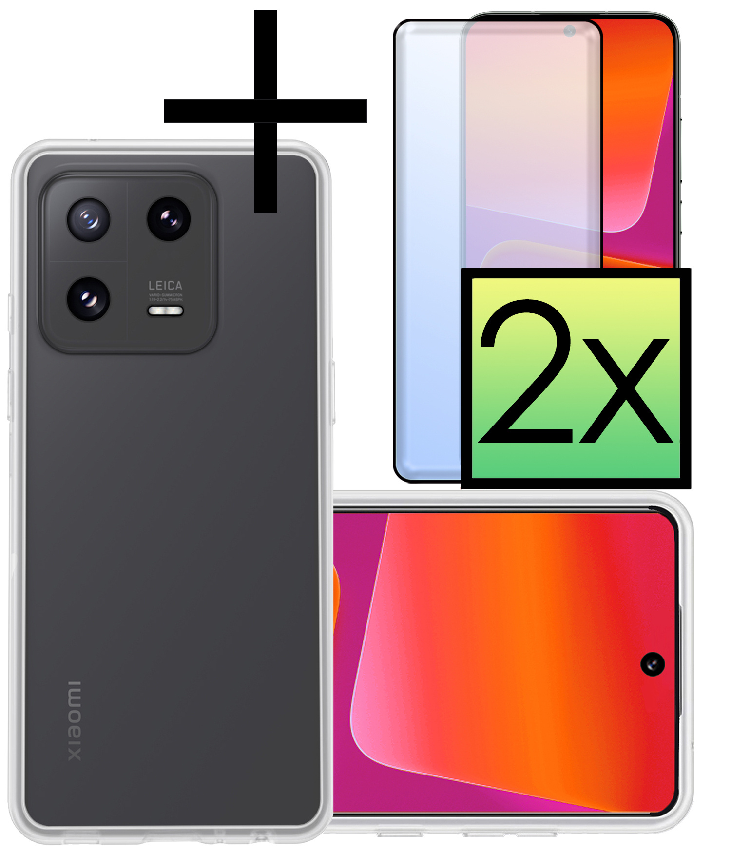 NoXx Hoes Geschikt voor Xiaomi 13 Pro Hoesje Cover Siliconen Back Case Hoes Met 2x Screenprotector - Transparant