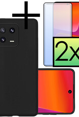 NoXx Hoes Geschikt voor Xiaomi 13 Pro Hoesje Cover Siliconen Back Case Hoes Met 2x Screenprotector - Zwart
