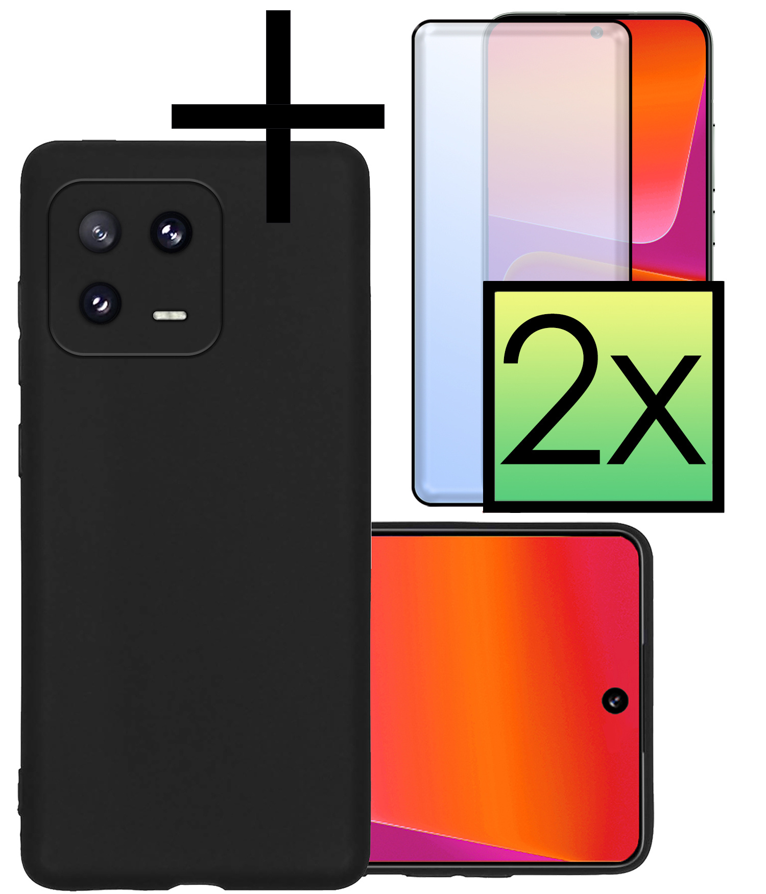 NoXx Hoes Geschikt voor Xiaomi 13 Pro Hoesje Cover Siliconen Back Case Hoes Met 2x Screenprotector - Zwart