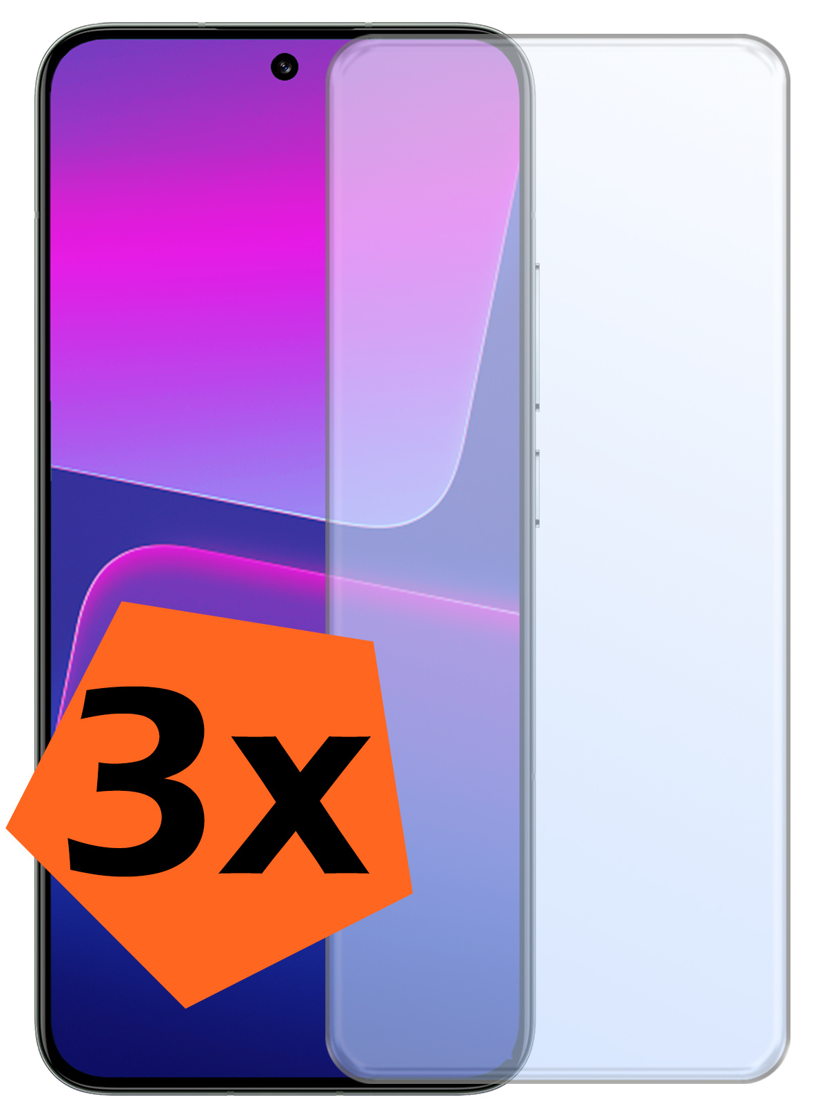 Nomfy Screenprotector Geschikt voor Xiaomi 13 Screenprotector Bescherm Glas Tempered Glass - Screenprotector Geschikt voor Xiaomi 13 Screen Protector - 3 PACK