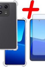 BASEY. Hoes Geschikt voor Xiaomi 13 Hoesje Shock Proof Case Hoes Siliconen Met Screenprotector - Hoesje Geschikt voor Xiaomi 13 Hoes Cover Shockproof - Transparant