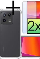 NoXx Hoes Geschikt voor Xiaomi 13 Hoesje Siliconen Cover Shock Proof Back Case Shockproof Hoes Met 2x Screenprotector - Transparant