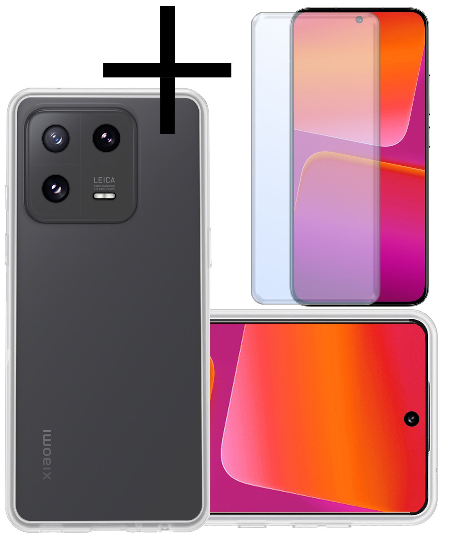 NoXx Hoes Geschikt voor Xiaomi 13 Hoesje Cover Siliconen Back Case Hoes Met Screenprotector - Transparant