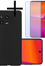 NoXx Hoes Geschikt voor Xiaomi 13 Hoesje Cover Siliconen Back Case Hoes Met Screenprotector - Zwart