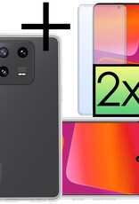 NoXx Hoes Geschikt voor Xiaomi 13 Hoesje Cover Siliconen Back Case Hoes Met 2x Screenprotector - Transparant