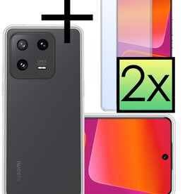NoXx NoXx Xiaomi 13 Hoesje Siliconen Met 2x Screenprotector - Transparant