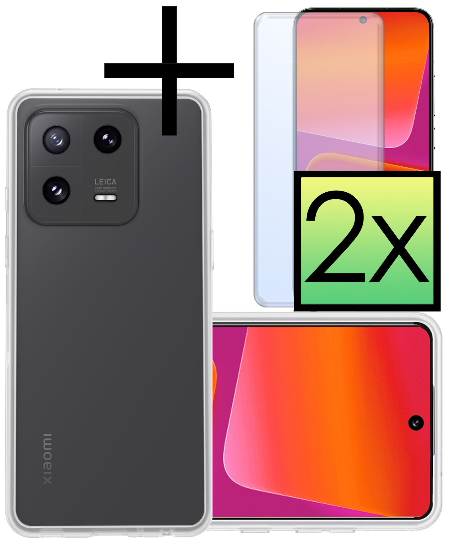 NoXx Hoes Geschikt voor Xiaomi 13 Hoesje Cover Siliconen Back Case Hoes Met 2x Screenprotector - Transparant