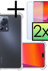 NoXx Hoes Geschikt voor Xiaomi 13 Lite Hoesje Siliconen Cover Shock Proof Back Case Shockproof Hoes Met 2x Screenprotector - Transparant