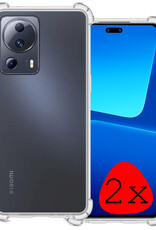 BASEY. Hoes Geschikt voor Xiaomi 13 Lite Hoesje Shock Proof Case Hoes Siliconen - Hoesje Geschikt voor Xiaomi 13 Lite Hoes Cover Shockproof - Transparant - 2 Stuks