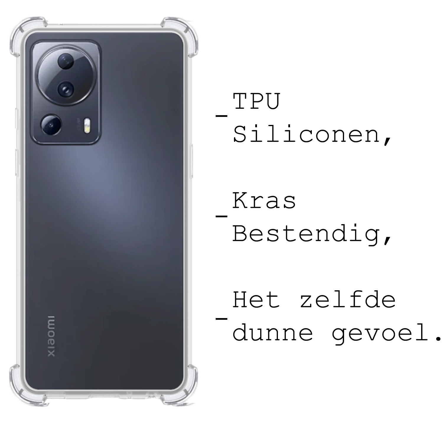 BASEY. Hoes Geschikt voor Xiaomi 13 Lite Hoesje Shock Proof Case Hoes Siliconen Met 2x Screenprotector - Hoesje Geschikt voor Xiaomi 13 Lite Hoes Cover Shockproof - Transparant