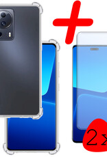 BASEY. Hoes Geschikt voor Xiaomi 13 Lite Hoesje Shock Proof Case Hoes Siliconen Met 2x Screenprotector - Hoesje Geschikt voor Xiaomi 13 Lite Hoes Cover Shockproof - Transparant