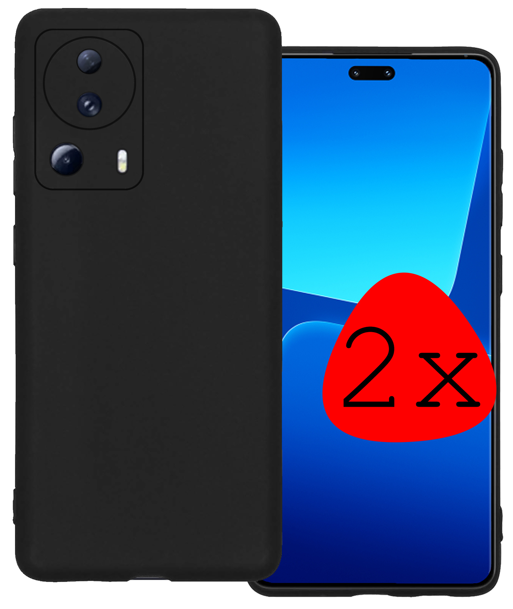 BASEY. Hoes Geschikt voor Xiaomi 13 Lite Hoesje Siliconen Back Cover Case - Hoesje Geschikt voor Xiaomi 13 Lite Hoes Cover Hoesje - Zwart - 2 Stuks