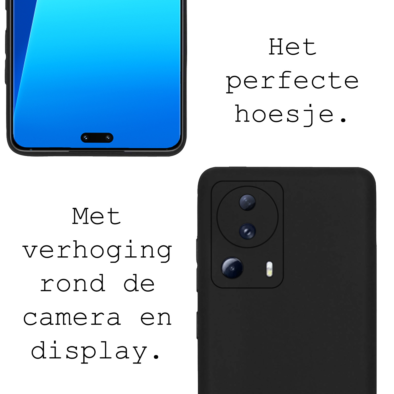 BASEY. Hoes Geschikt voor Xiaomi 13 Lite Hoesje Siliconen Back Cover Case - Hoesje Geschikt voor Xiaomi 13 Lite Hoes Cover Hoesje - Zwart - 2 Stuks