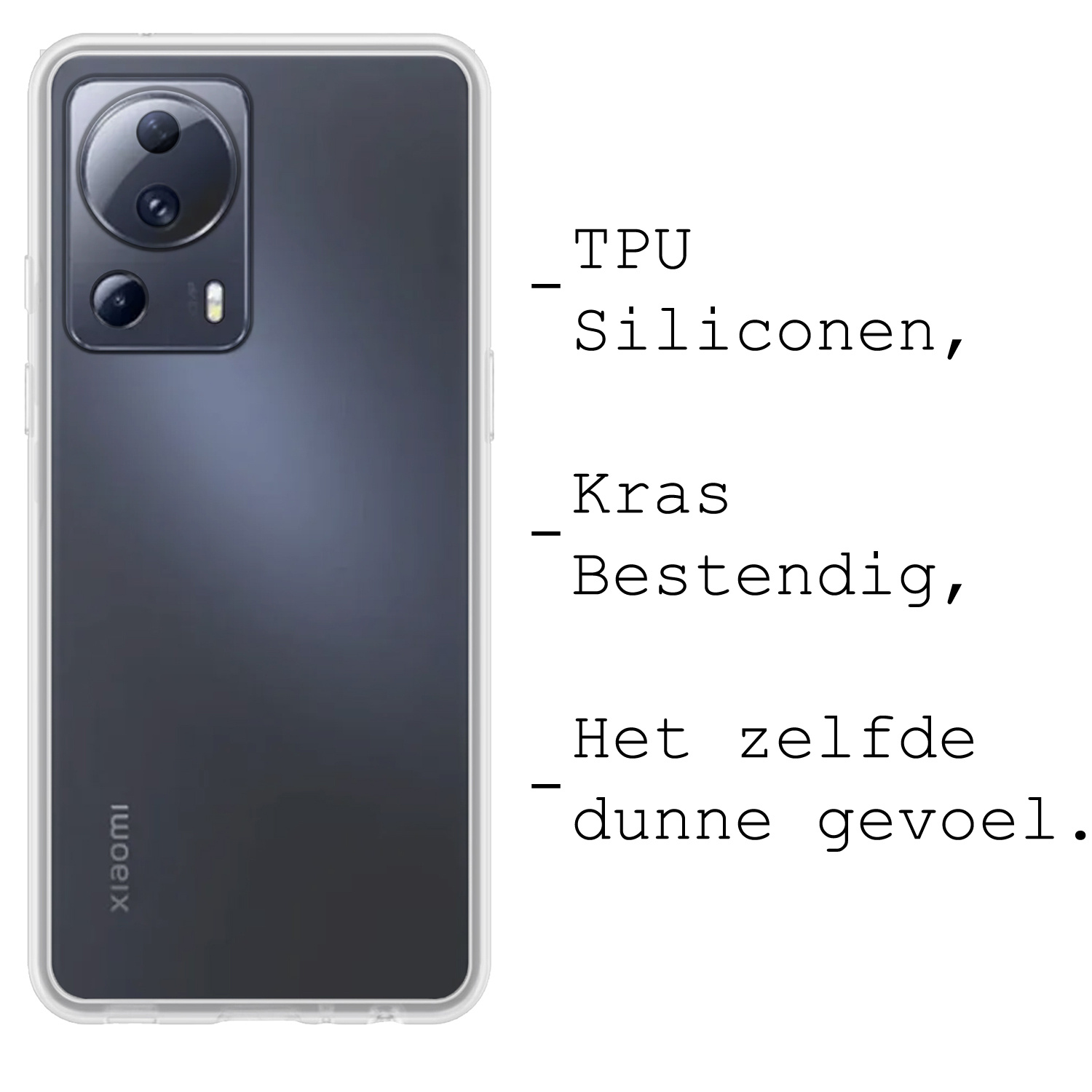 BASEY. Hoes Geschikt voor Xiaomi 13 Lite Hoesje Siliconen Back Cover Case Met Screenprotector - Hoesje Geschikt voor Xiaomi 13 Lite Hoes Cover Hoesje - Transparant