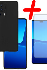 BASEY. Hoes Geschikt voor Xiaomi 13 Lite Hoesje Siliconen Back Cover Case Met Screenprotector - Hoesje Geschikt voor Xiaomi 13 Lite Hoes Cover Hoesje - Zwart