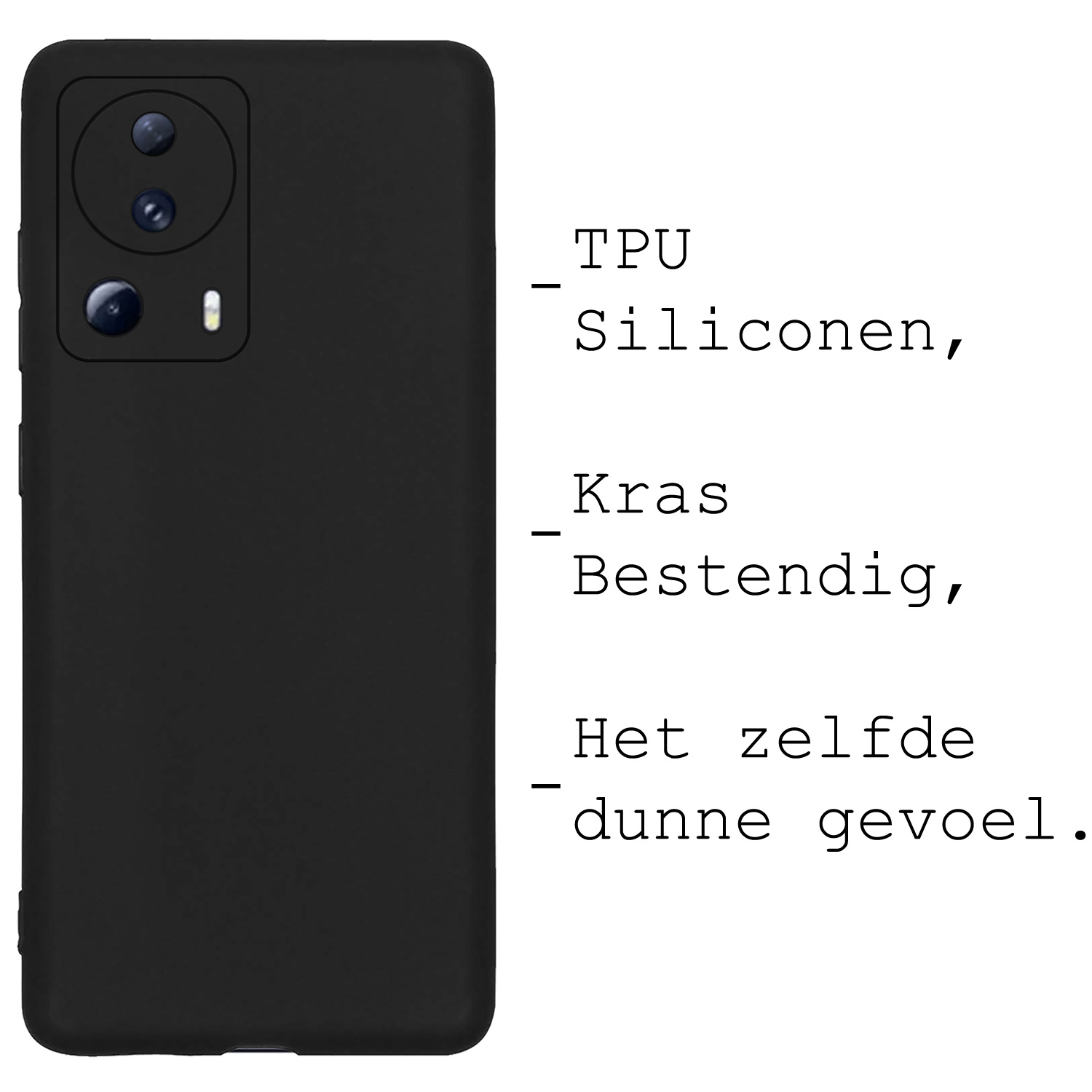 BASEY. Hoes Geschikt voor Xiaomi 13 Lite Hoesje Siliconen Back Cover Case Met Screenprotector - Hoesje Geschikt voor Xiaomi 13 Lite Hoes Cover Hoesje - Zwart