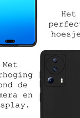 BASEY. Hoes Geschikt voor Xiaomi 13 Lite Hoesje Siliconen Back Cover Case Met Screenprotector - Hoesje Geschikt voor Xiaomi 13 Lite Hoes Cover Hoesje - Zwart