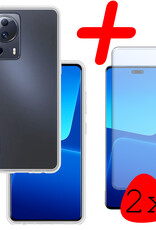 BASEY. Hoes Geschikt voor Xiaomi 13 Lite Hoesje Siliconen Back Cover Case Met 2x Screenprotector - Hoesje Geschikt voor Xiaomi 13 Lite Hoes Cover Hoesje - Transparant