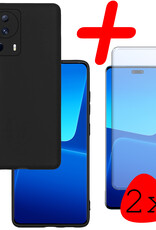 BASEY. Hoes Geschikt voor Xiaomi 13 Lite Hoesje Siliconen Back Cover Case Met 2x Screenprotector - Hoesje Geschikt voor Xiaomi 13 Lite Hoes Cover Hoesje - Zwart